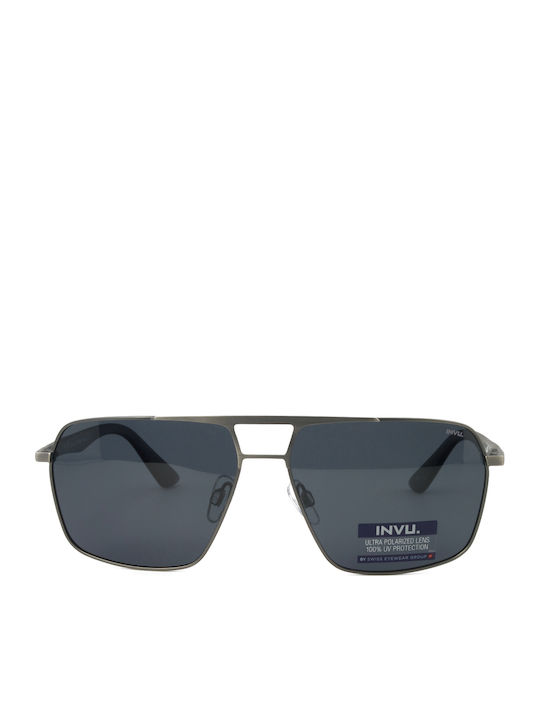 Invu Herren Sonnenbrille mit Gray Metall Gestell und Blau Linse IB12406B