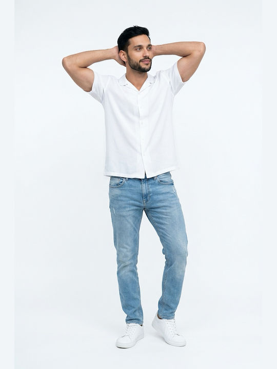Short Sleeve Linen Shirt in Regular Fit White