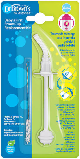Dr. Brown's Replacement White Straws Baby's First Straw Cup TC 073 Made of Plastic for 6+ Months