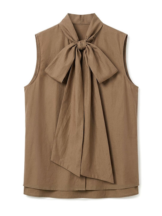 Sleeveless Women's Shirt Brown