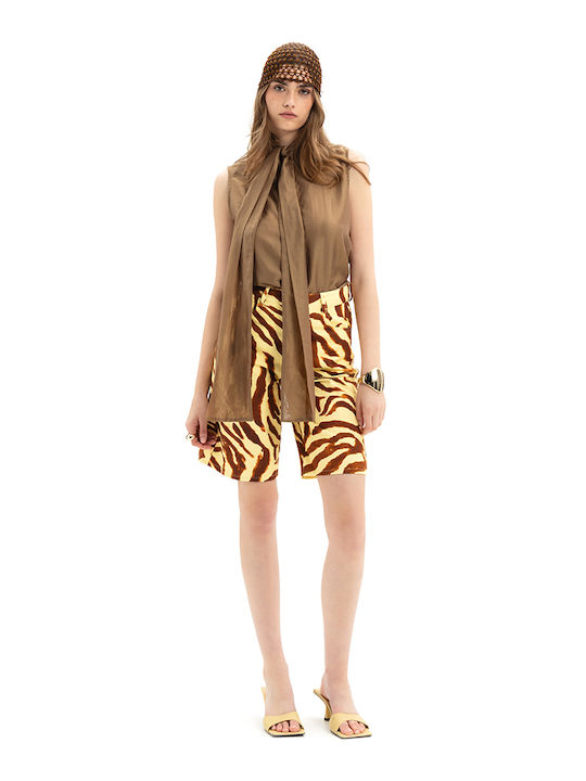 Sleeveless Women's Shirt Brown