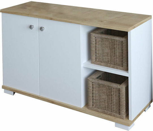 Дървена Deril с 2 Рафтове Бял / Sonoma 90x33x52.5см 120-000278 Дървена Deril с 2 Рафтове Бял / Sonoma 90x33x52.5см 120-000278