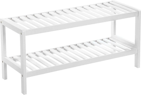 Bamboo Shoe Organizer with 2 Shelves White 70x26x33cm Bamboo Shoe Organizer with 2 Shelves White 70x26x33cm