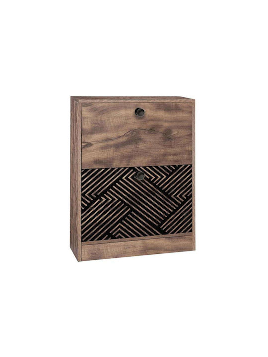 1872 Wooden Shoe Organizer with 2 Shelves Grey Oak - Black 60x23.5x81cm