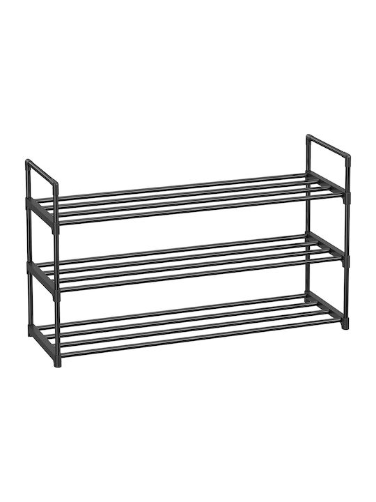 Metall Schuhschrank mit 3 Regalen Schwarz L92xW30xH54cm