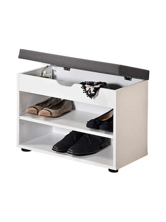 Wooden Shoe Organizer with 6 Shelves White / Grey 60x30x47cm