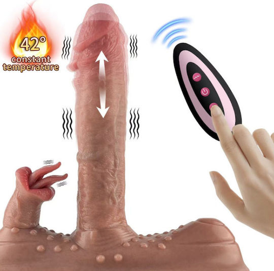 Aph Realistic Triple Stimulation Vibrator Tongue Penis Shape With Suction Cup And Remote Control Qsgj-014