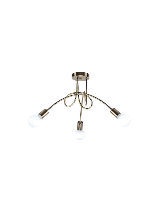 Home Lighting KQ 2627/3 Quirky Κρεμαστό Φωτιστικό Μπρούτζινο με Ντουί E27 43x43x38εκ.