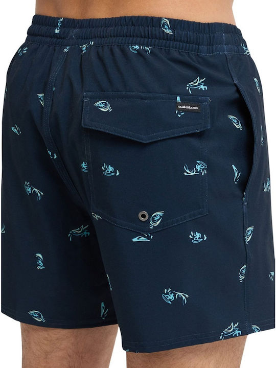 Stretch Men's Swim Shorts Dark Navy Chk with Patterns