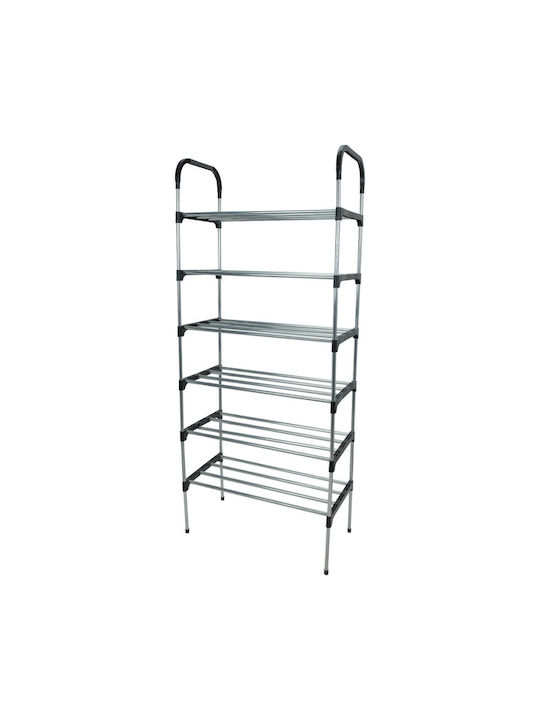 Metal Shoe Organizer Shelf Uncle George 6 Shelves Silver Dimensions 54x27x130cm Vertical Space Organization