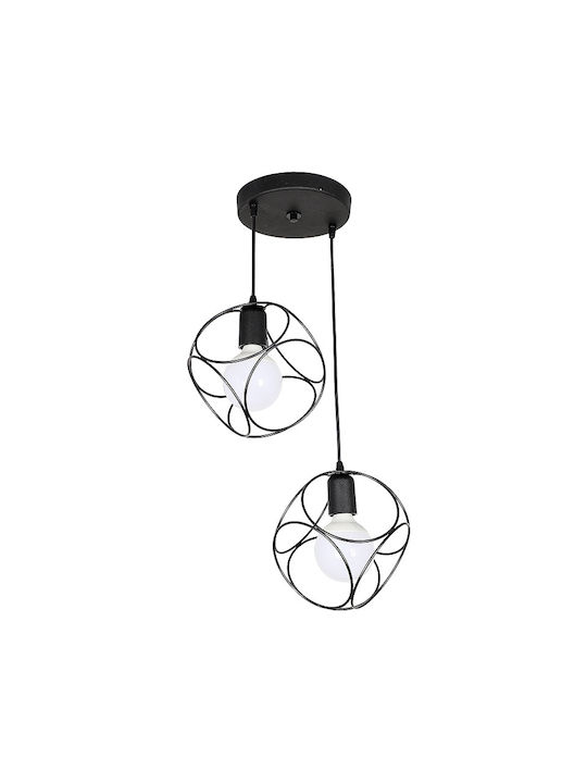 Megapap Lusita Pendant Light Black with Socket E27 35x35x70cm