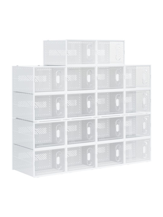 Plastică Suport pentru pantofi cu 18 Rafturi Albă L28xW36xH21cm