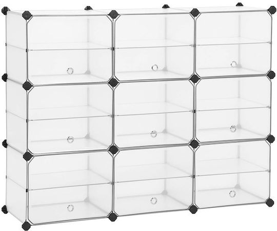 Plastic Shoe Organizer With 9 White Shelves LPC502W