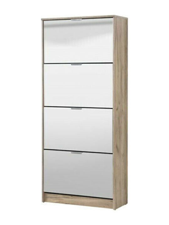 Holz Schuhschrank Hugo 24 mit 4 Regalen Braun L67xW28xH155cm