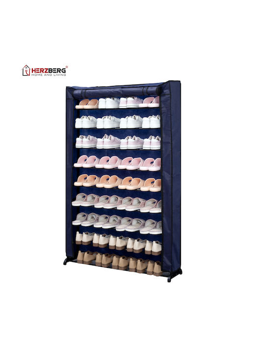 Fabric Shoe Organizer with 9 Shelves Blue 91x16x139cm
