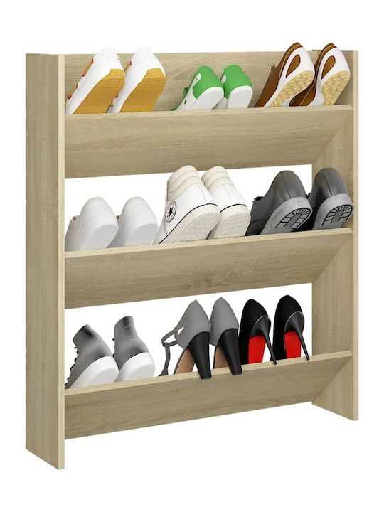 Suport pentru pantofi cu 3 Rafturi Stejar Sonoma L80xW18xH90cm