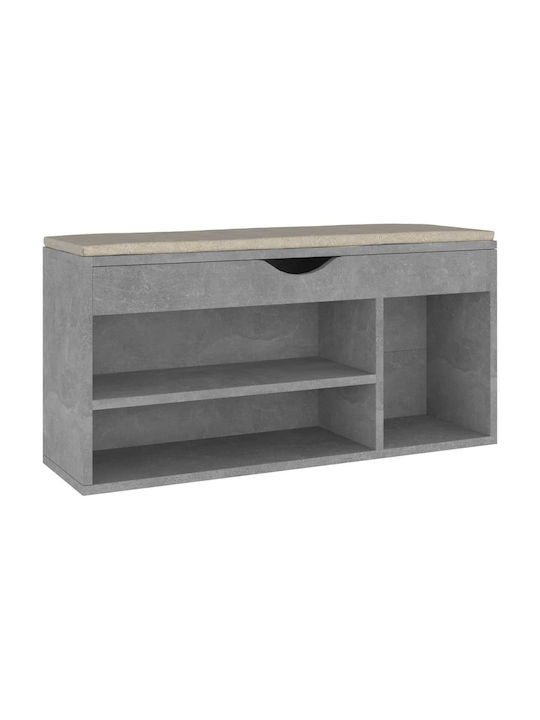 Wooden Shoe Organizer with 2 Shelves Grey 104x30x49cm