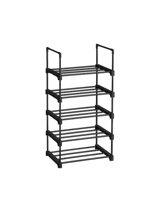 Metallic Shoe Organizer with 5 Shelves Black 45x30x89.5cm