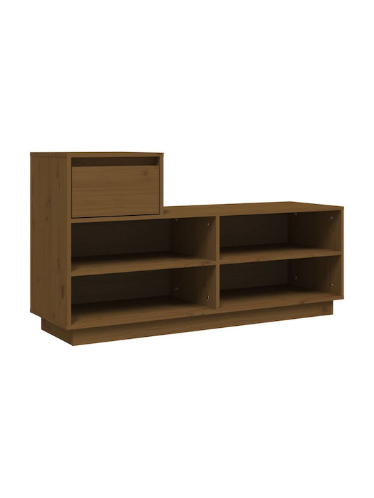Shoe Organizer with 4 Shelves Brown Honey 110x34x61cm