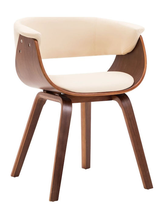 Dining Room Artificial Leather Armchair Cream / Brown 59.5x51x72cm 2pcs