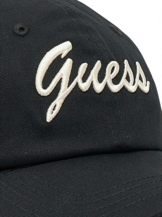 Guess Logo Baseball Cap Cotton Cap Diagonal Twill Black