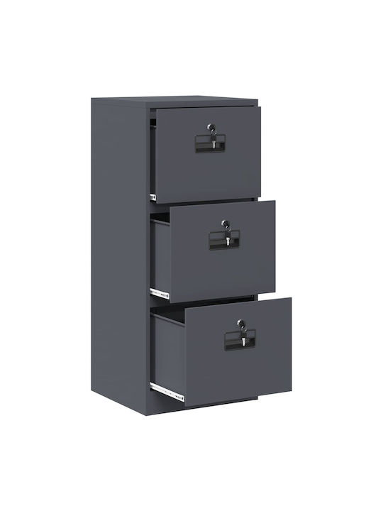 Metal Office Drawer With Lock Anthracite 45.5x42x106.5cm