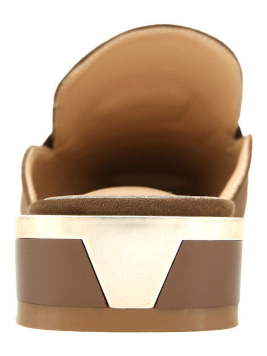 Flat Suede Mules σε Καφέ Χρώμα