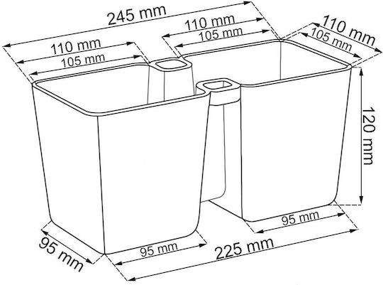 Marhome Twins Cube Blumentopf Kunststoff Graphite