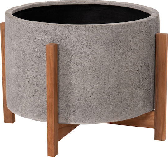 HomeMarkt Hoff Γλάστρα Τσιμεντένια Γκρι-teak 50x50x35εκ.
