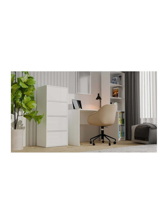 Büroaufbewahrungsschublade Alma Holz Weiß 50x40x119cm