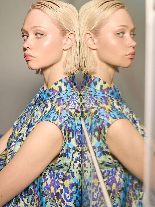 Women's Crop Top Animal Print Blue Bahamas