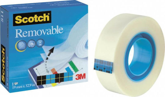 Bandă Adezivă Transparentă Mată Repoziționabilă 19mm X 32.9m 3M Scotch Removable