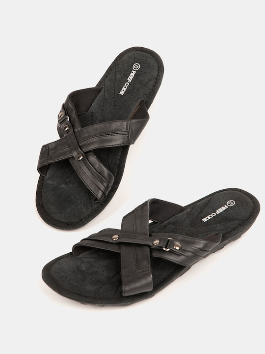 Leather Men's Sandals in Black Color