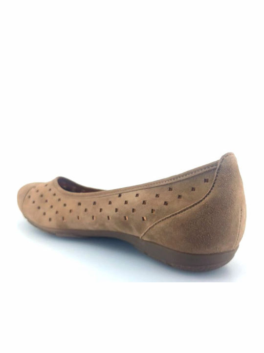 Leather Women's Ballerina Shoes In Brown Colour