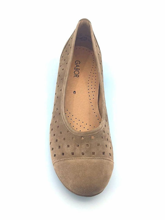 Leather Women's Ballerina Shoes In Brown Colour