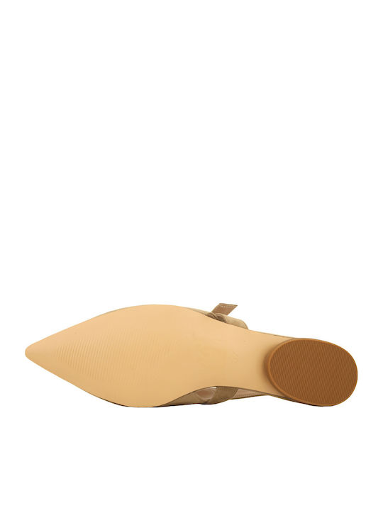 Suede Women's Ballerina Shoes Beige