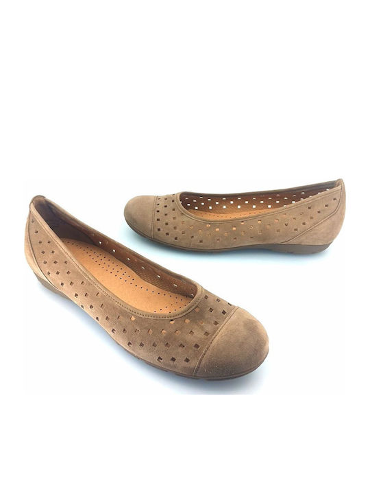 Leather Women's Ballerina Shoes In Brown Colour