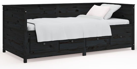 Καναπές Κρεβάτι Μονό για Στρώμα 75x190cm Μαύρο