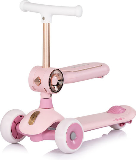 Chipolino Kids 3-Wheel Scooter with LED Lighting for 2+ Years Pink