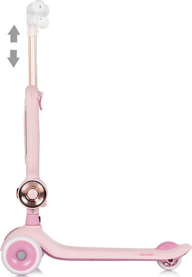 Chipolino Kids 3-Wheel Scooter with LED Lighting for 2+ Years Pink