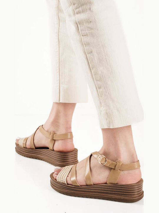 Γυναικεία Ανατομικά Σανδάλια Flatforms Μπεζ