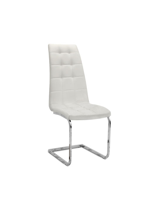 Vela Dining Room Artificial Leather Chair White 41x61x107cm