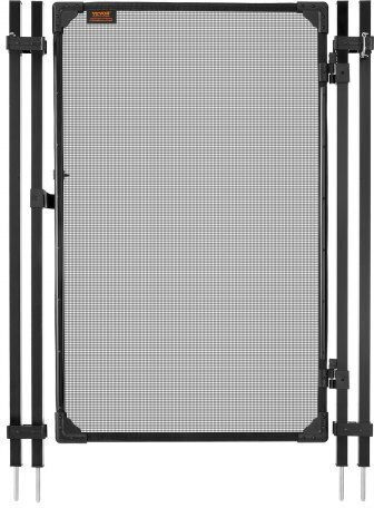 Vevor Pool Fence Gate 1.2 X 0.75 M Inground Swimming Pool Fences Gate Outdoor Security Fencing Door Kit Metal Latch Stopper 352 Gsm Teslin Pvc Mesh Square Tube Easy Installation Black