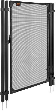 Vevor Pool Fence Gate 1.2 X 0.75 M Inground Swimming Pool Fences Gate Outdoor Security Fencing Door Kit Metal Latch Stopper 352 Gsm Teslin Pvc Mesh Square Tube Easy Installation Black