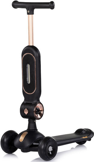 Chipolino Kids 3-Wheel Scooter with LED Lighting for 2+ Years Black