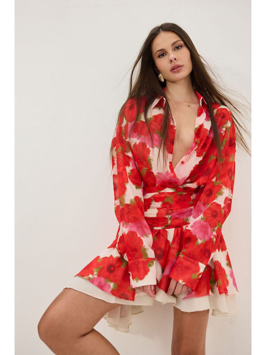 Mini Cloche Floral Red Skirt