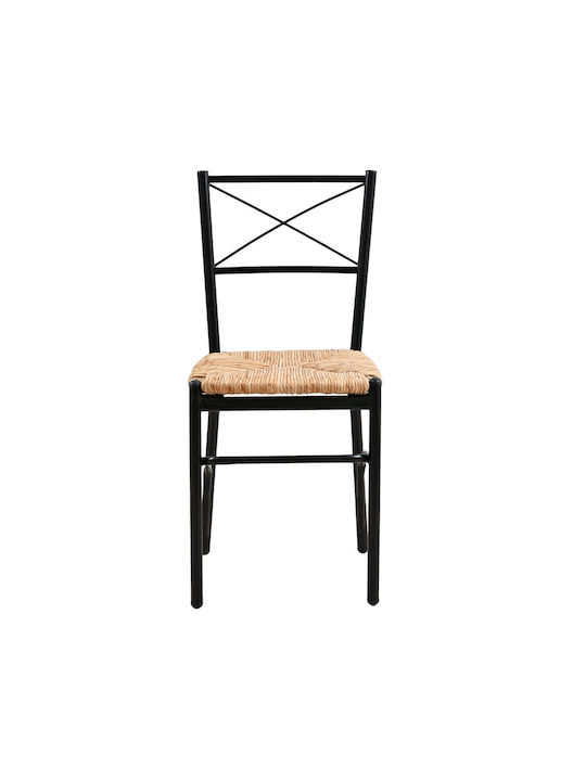 Kitchen Metallic Chair Black Velvet-Black Metal 40x36x86cm
