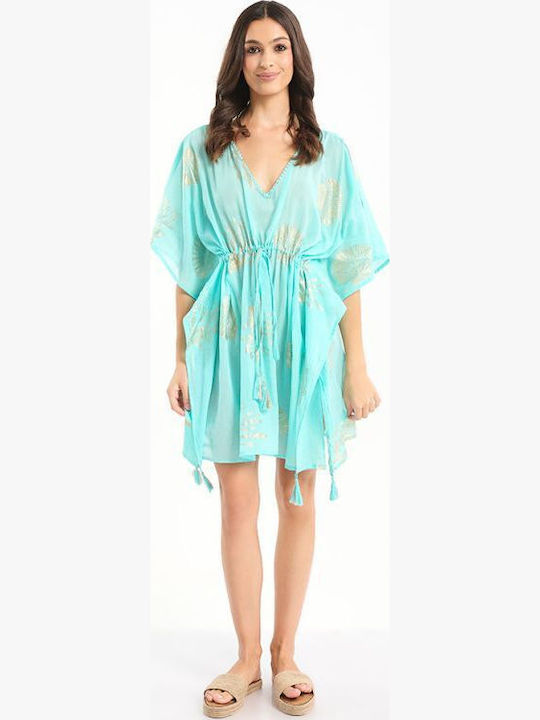 Ble Resort Collection Καφτάνι Παραλίας Τιρκουάζ Ble Resort Collection Καφτάνι Παραλίας Τιρκουάζ