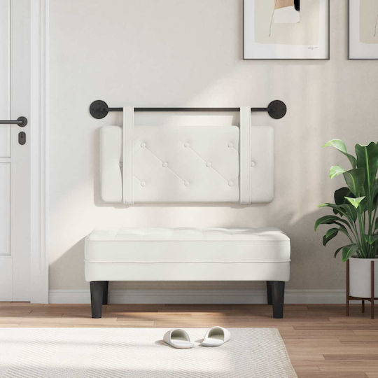 vidaXL Leather Bed Headboard Pillow White 90x40cm