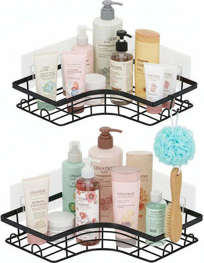 Corner Wall Mounted Bathroom Shelf Metallic Black